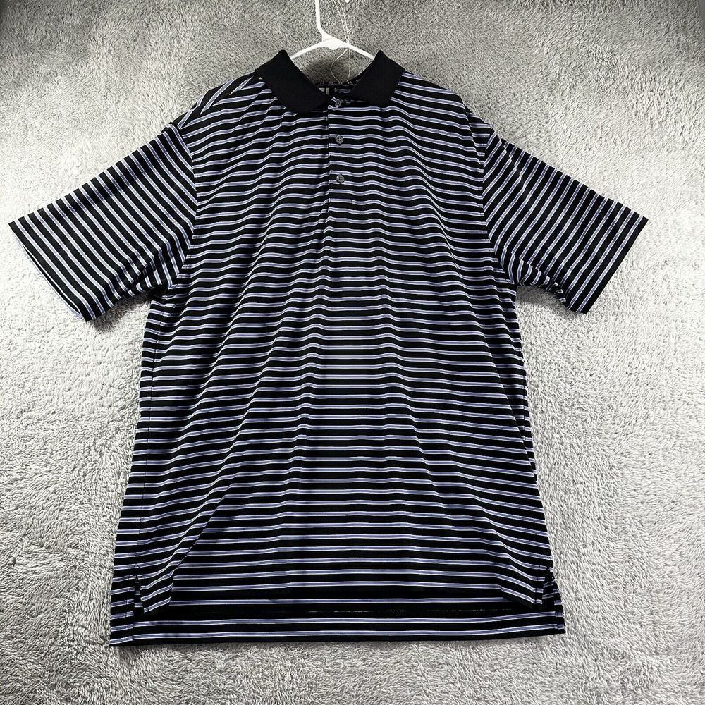 FootJoy Shirt Mens XL Polo Stripe Golf Preppy FJ Phoenix Raven Performance Black